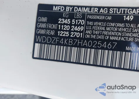 2017 Mercedes-Benz E 300 4Matic z USA, uszkodzony, nr VIN WDDZF4KB7HA025467